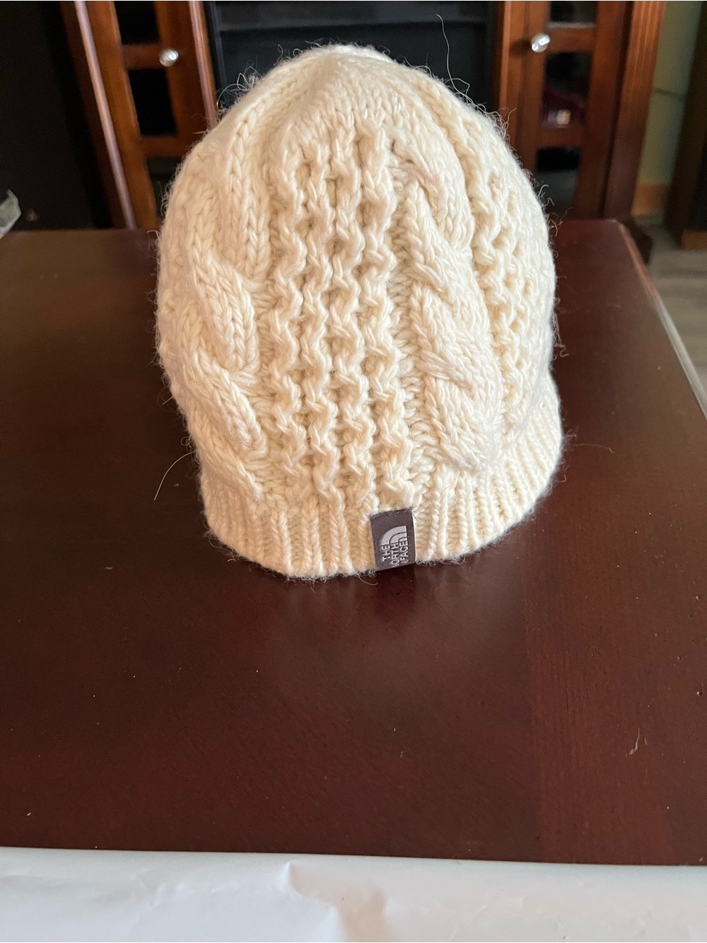 The North Face Cream Cable Knit Beanie